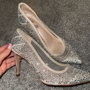 Elegant Silver Rhinestone Heels